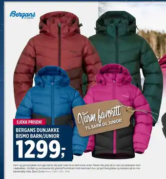 Sport 1 Bergans dunjakke bismo barn/junior tilbud