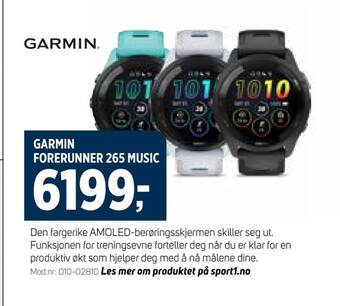 Sport 1 Garmin forerunner 265 music tilbud