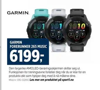 Sport 1 Garmin forerunner 265 music tilbud
