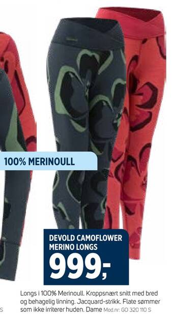 Sport 1 Devold camoflower merino longs tilbud