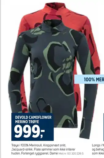 Sport 1 Devold camoflower merino trøye tilbud