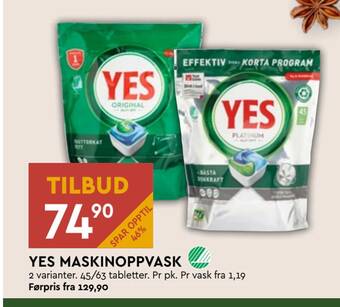 Coop Mega Yes maskinoppvask tilbud