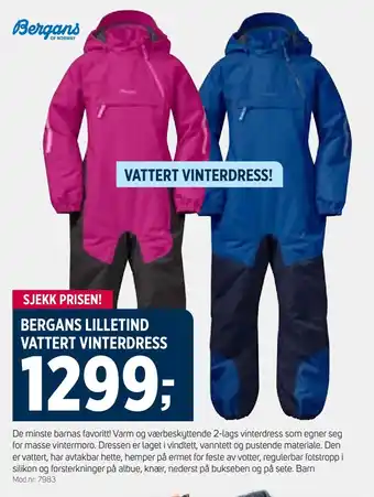 Sport 1 Bergans lilletind vattert vinterdress tilbud
