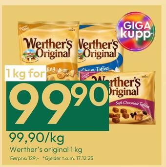 Gigaboks Werther's original 1 kg tilbud