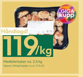 Gigaboks Medisterkaker ca. 2,5 kg tilbud