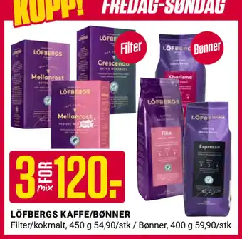 Europris Löfbergs kaffe/bønner tilbud