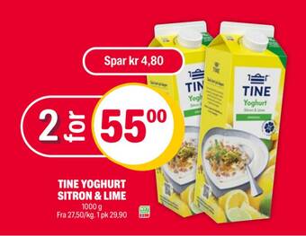 Coop Extra Tine yoghurt sitron & lime tilbud