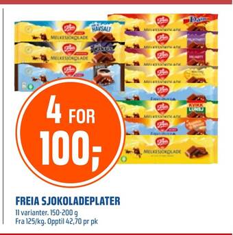 Coop Obs Freia sjokoladeplater tilbud