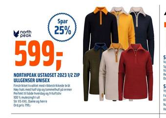 Coop Obs Northpeak ustaoset 2023 1/2 zip ullgenser unisex tilbud