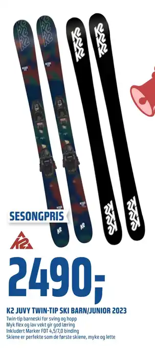 Coop Obs K2 juvy twin-tip ski barn/junior 2023 tilbud