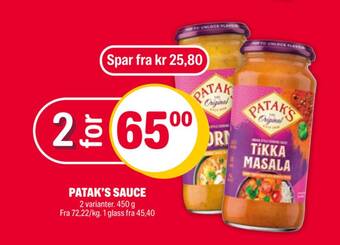 Coop Extra Patak’s sauce tilbud