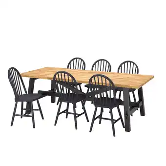 IKEA Skogsta / skogsta bord og 6 stoler, akasie/svart, 235 cm tilbud