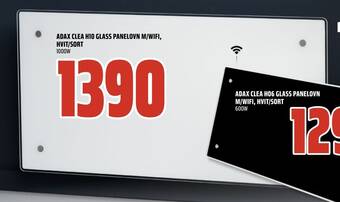 Coop Obs Adax clea h10 glass panelovn m/wifi, hvit/sort tilbud