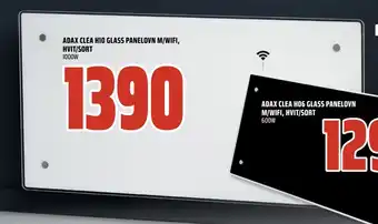 Coop Obs Adax clea h10 glass panelovn m/wifi, hvit/sort tilbud