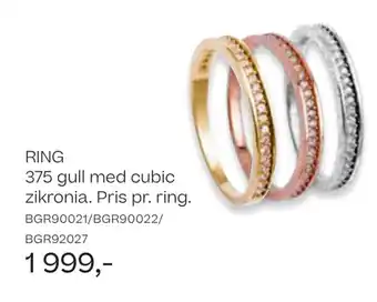 Bjørklund Ring 375 gull med cubic zikronia tilbud