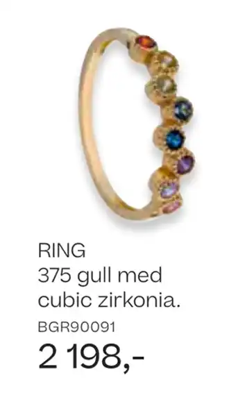 Bjørklund Ring 375 gull med cubic zirkonia tilbud