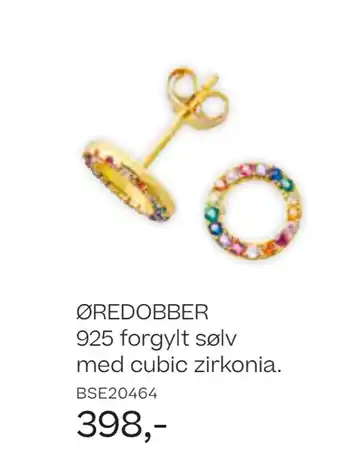 Bjørklund Øredobber 925 forgylt sølv med cubic zirkonia tilbud