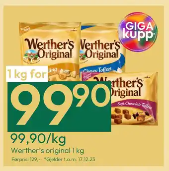Gigaboks Werther's original 1 kg tilbud
