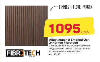 Byggmax Akustikkpanel smoked oak 2440 mm fibrotech tilbud