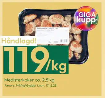 Gigaboks Medisterkaker ca. 2,5 kg tilbud