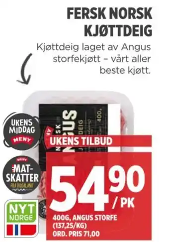 Meny FERSK NORSK KJØTTDEIG tilbud