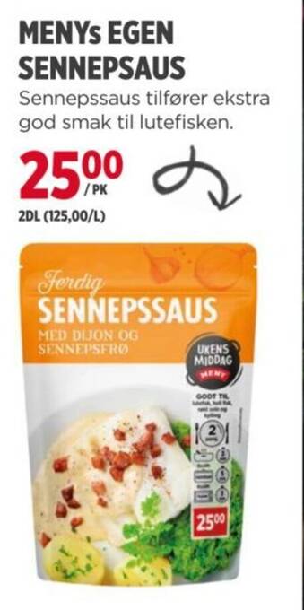 Meny MENYS EGEN SENNEPSAUS tilbud