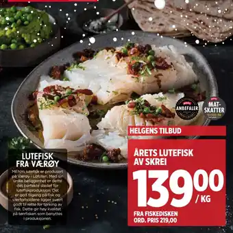 Meny ÅRETS LUTEFISK AV SKREI tilbud