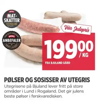 Meny Bjuland gård pølser tilbud