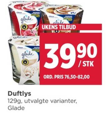 Meny Glade duftlys tilbud