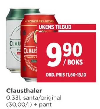 Meny Clausthaler øl tilbud