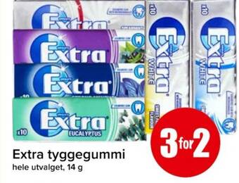 Spar Extra tyggegummi hele utvalget, 14 g tilbud