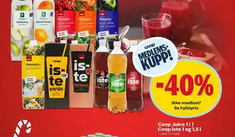 Coop Obs Coop Juice 1l/ Coop Iste 1 og 1,5 l tilbud