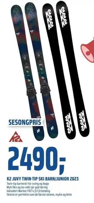 Coop Obs K2 JUVY TWIN-TIP SKI BARN/JUNIOR 2023 tilbud