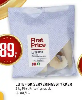 Bunnpris LUTEFISK SERVERINGSSTYKKER 1 kg First Price tilbud