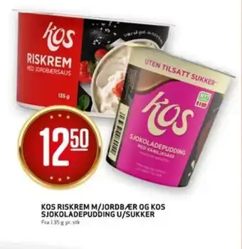 Bunnpris KOS RISKREM M/JORDBÆR OG KOS SJOKOLADEPUDDING U/SUKKER tilbud
