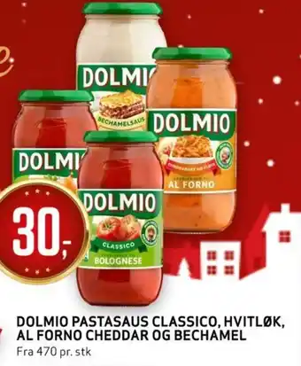 Bunnpris DOLMIO PASTASAUS CLASSICO, HVITLØK, AL FORNO CHEDDAR OG BECHAMEL tilbud