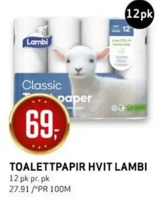 Bunnpris TOALETTPAPIR HVIT LAMBI tilbud