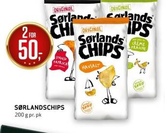 Bunnpris SØRLANDSCHIPS 200 g tilbud