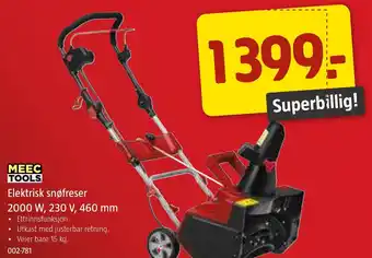 Jula Elektrisk snøfreser 2000 W, 20 V. 460 mm tilbud