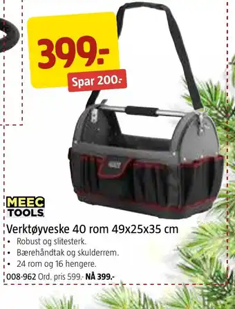 Jula MEEC TOOLS Verktøyveske 40 rom 49x25x35 cm tilbud