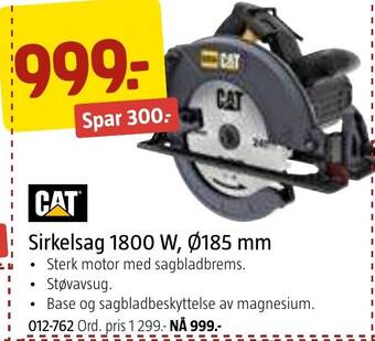 Jula Sirkelsag 1800 W, Ø185 mm tilbud