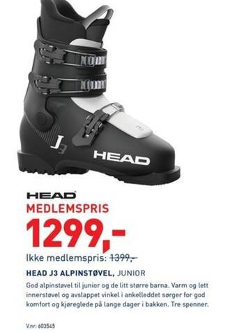 Intersport HEAD J3 ALPINSTØVEL, JUNIOR tilbud