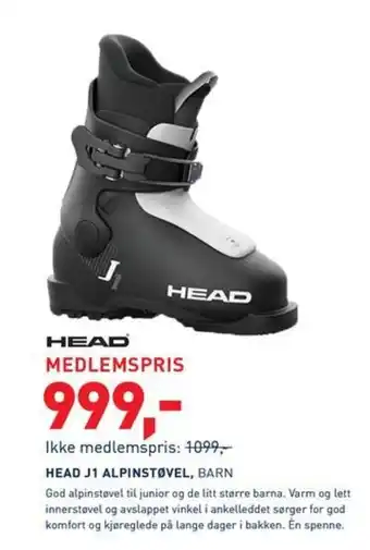 Intersport HEAD J1 ALPINSTØVEL, BARN tilbud