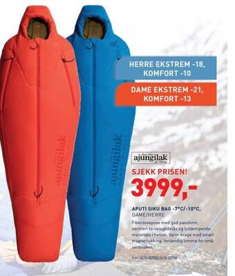 Intersport APUTI SIKU BAG -7°C/-10°C, DAME/HERRE tilbud