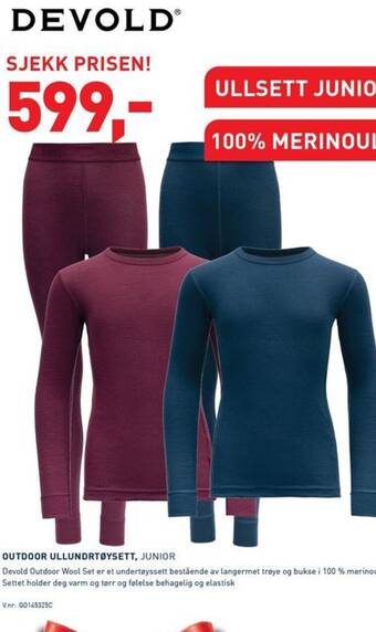 Intersport OUTDOOR ULLUNDRTØYSETT, JUNIOR tilbud