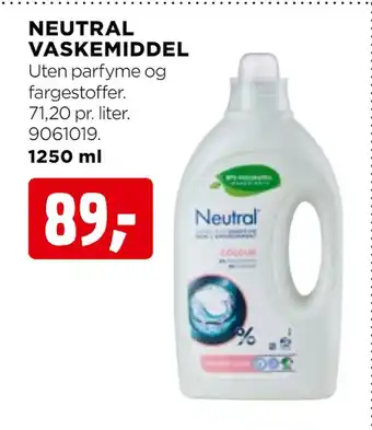 Neutral vaskemiddel