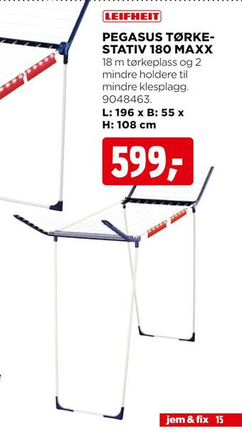 jem & fix Pegasus tørkestativ 180 maxx tilbud