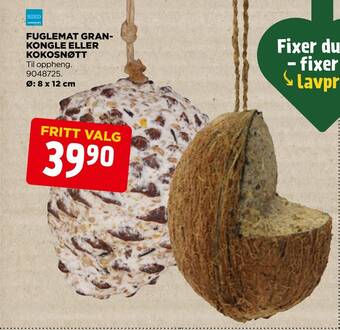 jem & fix Fuglemat grankongle eller kokosnøtt tilbud