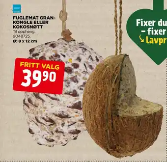 jem & fix Fuglemat grankongle eller kokosnøtt tilbud