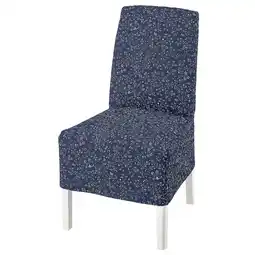 IKEA Bergmund stol med mellomlangt trekk, hvit/ryrane mørk blå tilbud
